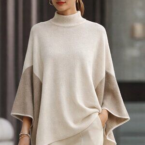 NWOT Made In Italy Merino Wool Premium Quality Batwing Sweater Poncho